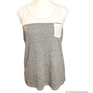 Chaser White and Gray Scoop Neck Racerback Pocket Tank M